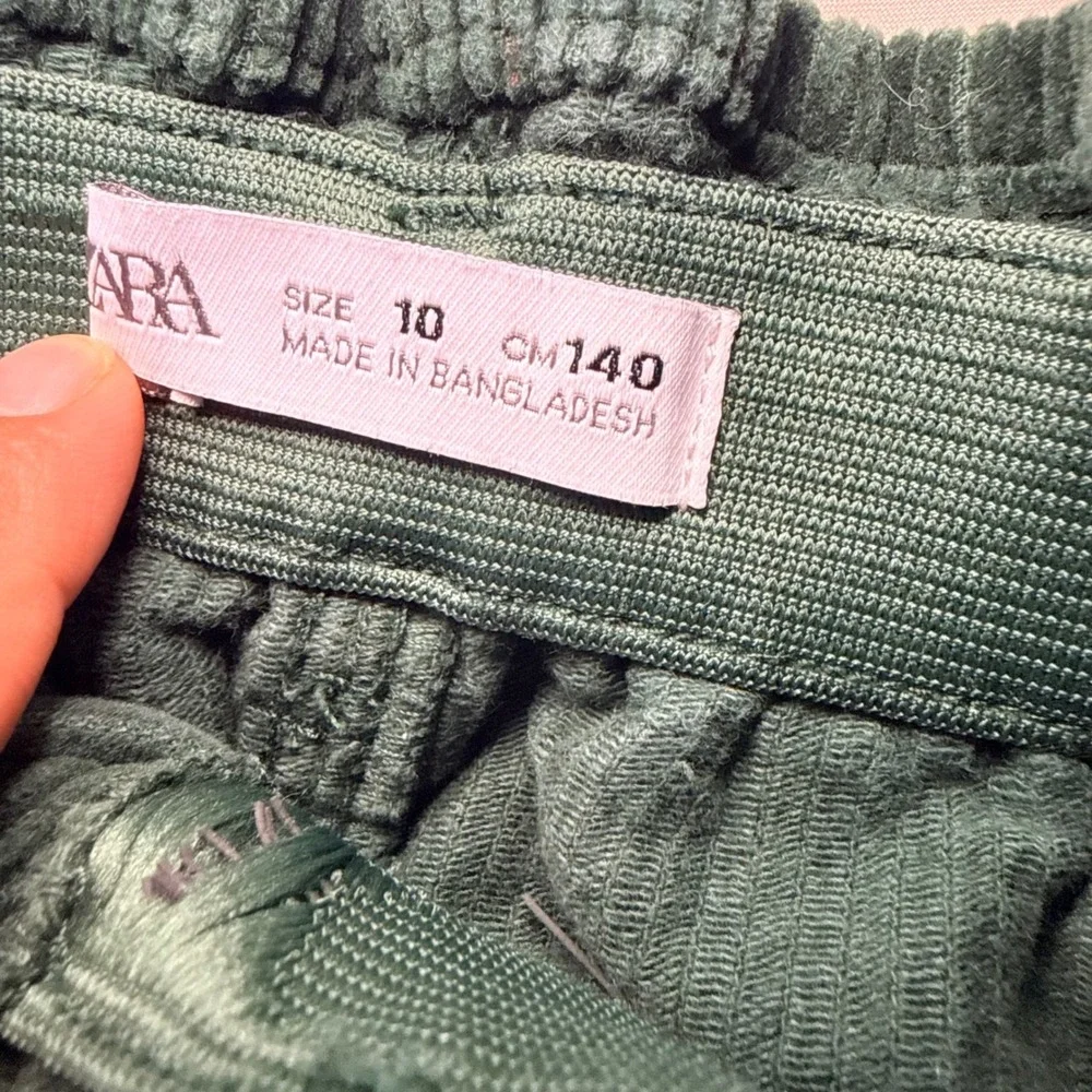 Zara Kids Girls Green Corduroy Paperbag Waist Mini Skirt Size 10 140cm
